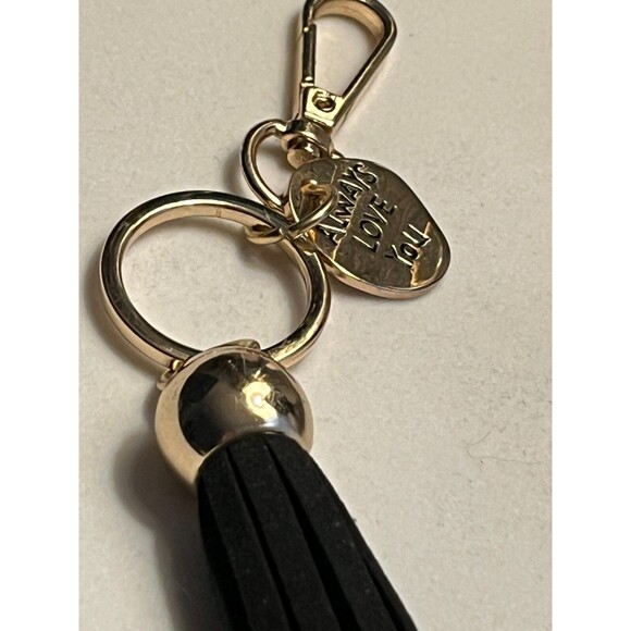 Keychain Black Tassel Always Love You Gold Tone Charm - Picture 6 of 8